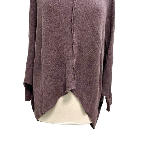 Free People Wool Blend Oversized Asymmetrical Dolman Sleeve Sweater Purple M/L - Picture 4 of 8